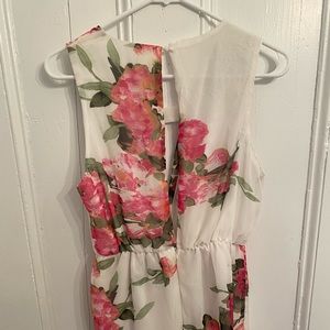 White and pink floral romper